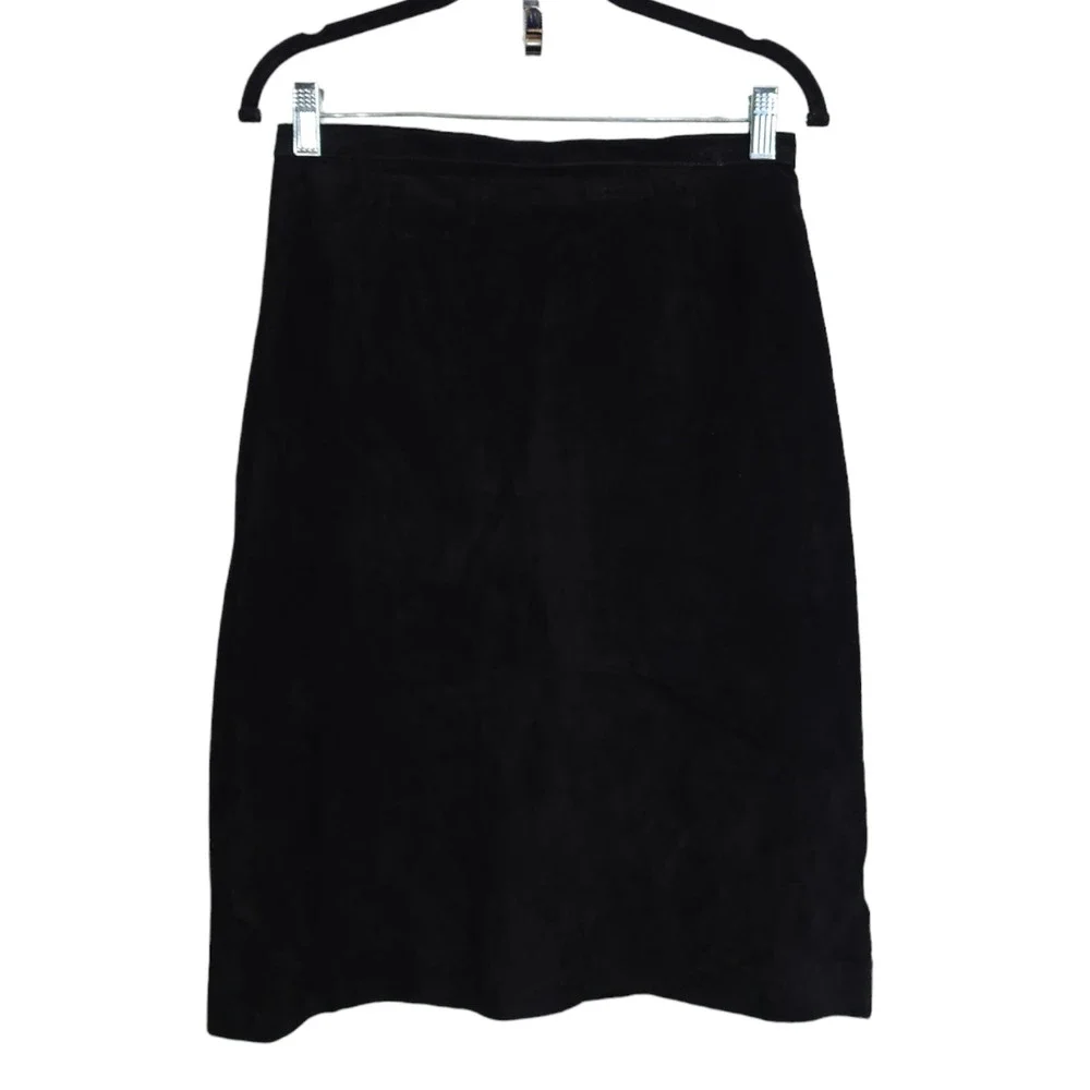 Vintage Rem Garson Pencil Skirt Womens 8 Black Suede Lined Back Slit Zip